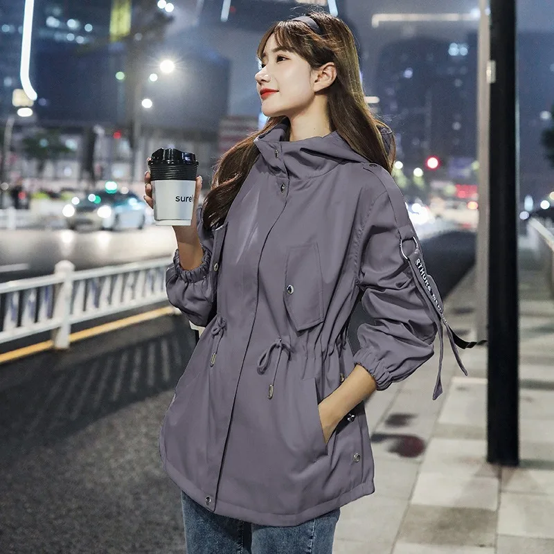 Women's Windbreaker Spring Autumn Korean-style Solid Color Splicing Casual Temperament Straight Tube Type Draw String Overalls
Women's Windbreaker Spring Autumn Korean-style Solid Color Splicing Casual Temperament Straight Tube Type Draw String Overalls