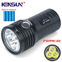 Powerful 3*XHP90 LED Flashlight Safety Lock High Lumen Rechargeable Tactical Torch Hand Lantern for Camping Hiking