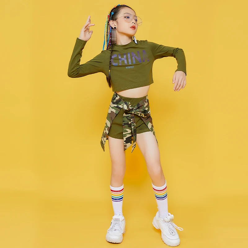 Children's Camouflage Suit Hip-Hop Jazz Dance Clothes Fashion Girls Dance Practice Wear Stage Show Catwalk Clothes Rave 
Children's Camouflage Suit Hip-Hop Jazz Dance Clothes Fashion Girls Dance Practice Wear Stage Show Catwalk Clothes Rave