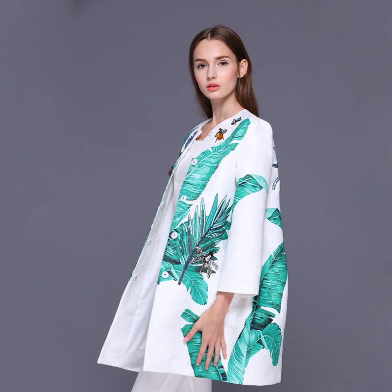 New early autumn European Banana leaf printed jacquard order bead drill dragonfly intellectual coat can customized big size
New early autumn European Banana leaf printed jacquard order bead drill dragonfly intellectual coat can customized big size