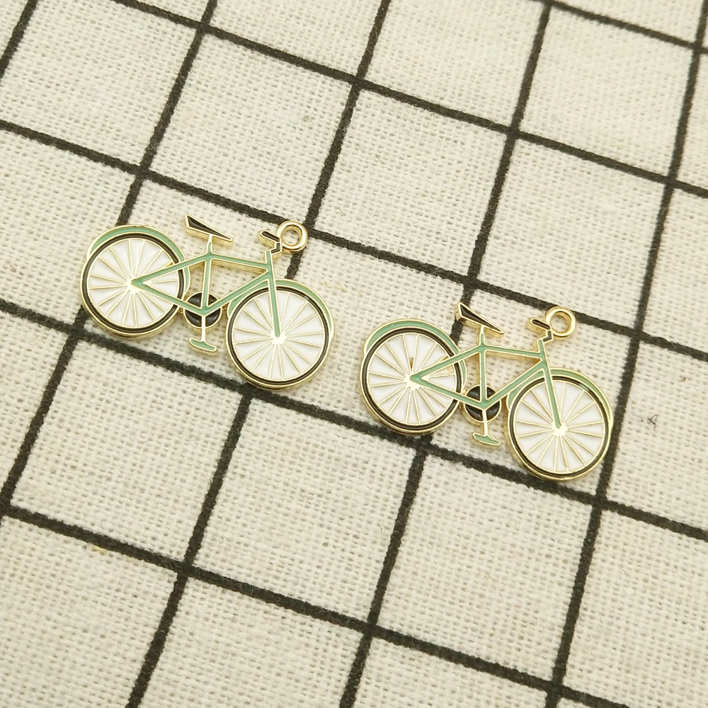 10pcs enamel bicycle charm jewelry accessories earring pendant bracelet necklace charms zinc alloy diy finding 16x29mm | Украшения и