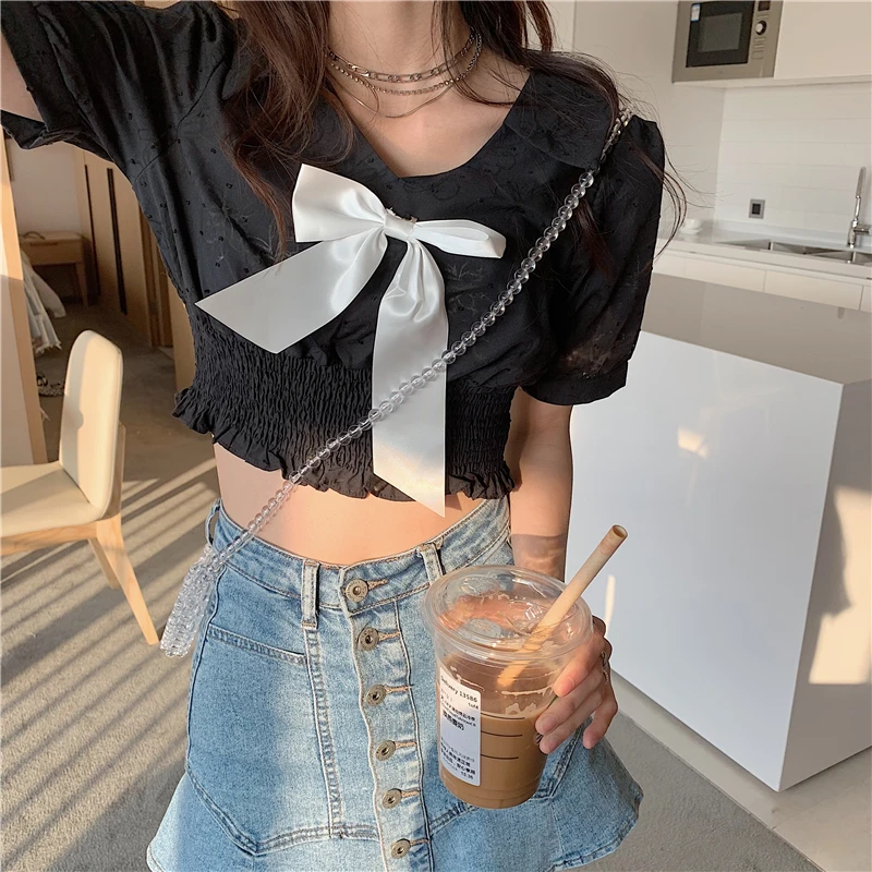 COIGARSAM Casual Embroidery blouse women Bow Panelled Pleated blusas womens tops and blouses White Black 7041
COIGARSAM Casual Embroidery blouse women Bow Panelled Pleated blusas womens tops and blouses White Black 7041