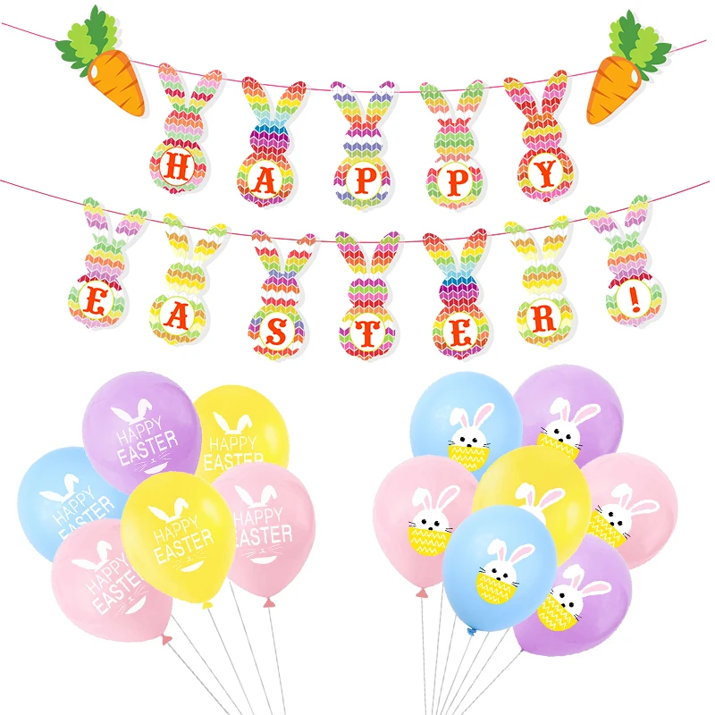 12Inch 10Pcs Cute Rabbit Happy Easter Latex Balloon 1Pcs Happy Easter Bunny Carrot Paper Garland Banner Home Hanging Ornaments
12Inch 10Pcs Cute Rabbit Happy Easter Latex Balloon 1Pcs Happy Easter Bunny Carrot Paper Garland Banner Home Hanging Ornaments