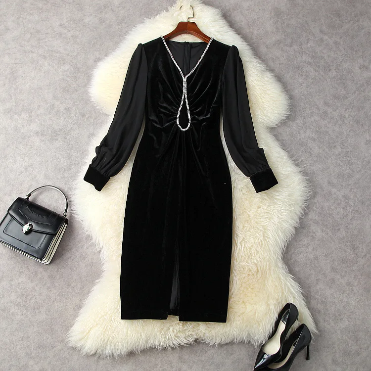 Женская одежда в европейском и американском стиле новинка зима 2022 модное Бархатное облегающее платье с длинным рукавом и V-образным вырезом
Женская одежда в европейском и американском стиле новинка зима 2022 модное Бархатное облегающее платье с длинным рукавом и V-образным вырезом