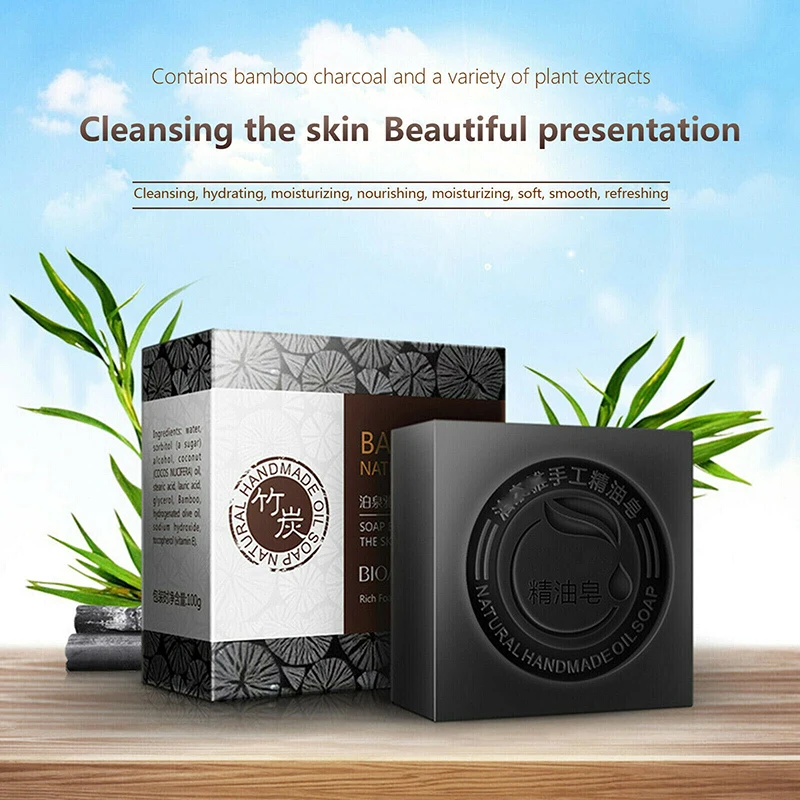 

Мыло ручной работы с бамбуковым углем, средство для отбеливания кожи, глубокое очищение, контроль жирности, уход за лицом и волосами
