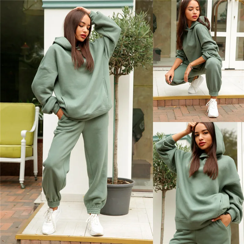 Women's tracksuit Two piece autumn-winter casual wool warm sweatshirt hoodie tracksuit
Women's tracksuit Two piece autumn-winter casual wool warm sweatshirt hoodie tracksuit