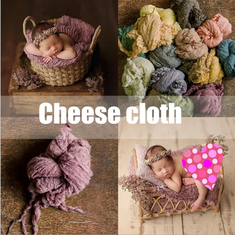 

Newborn Cheesecloth Wrap Photography Props Seersucker Stretch Blanket for Baby Photo Prop Basket Filler Studio Shoot Accessories