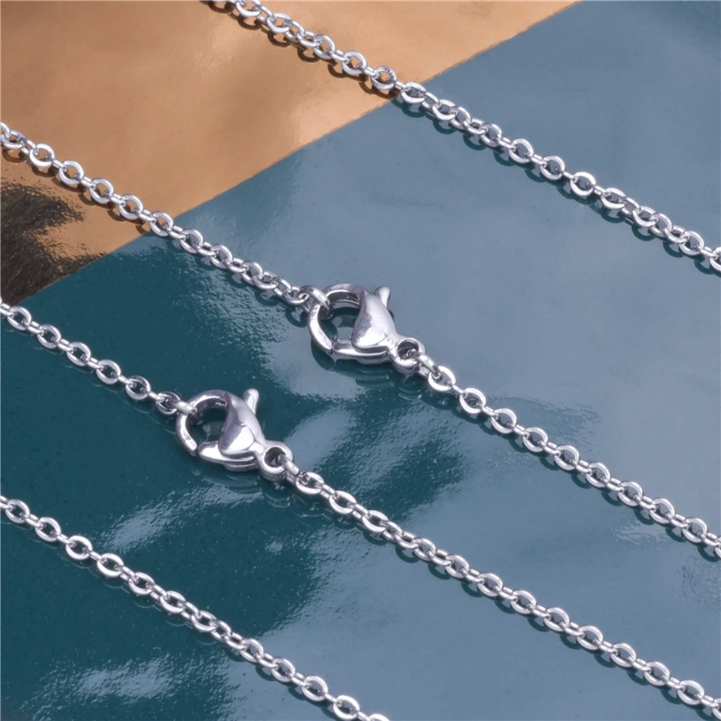 

10pcs/lot 1.2mm width 40cm/50cm/60cm/70cm/80cm/90cm Silver color Stainless Steel Link long Chain For DIY Necklace Jewelry Making