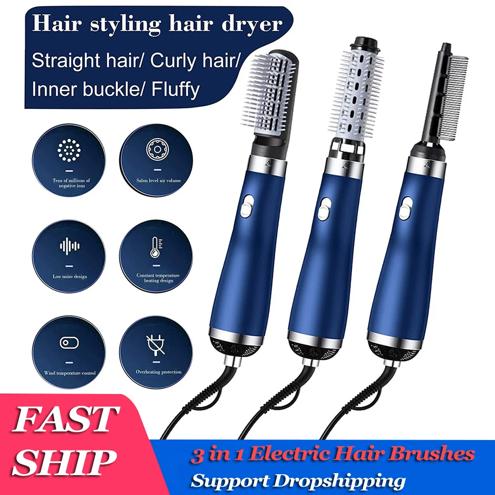 Electric Hair Brushes Air Ions Hair Dryer Comb With 3 Detachable Brush Head, Hair Curler Straightener Roller For Women Hair Care
Electric Hair Brushes Air Ions Hair Dryer Comb With 3 Detachable Brush Head, Hair Curler Straightener Roller For Women Hair Care