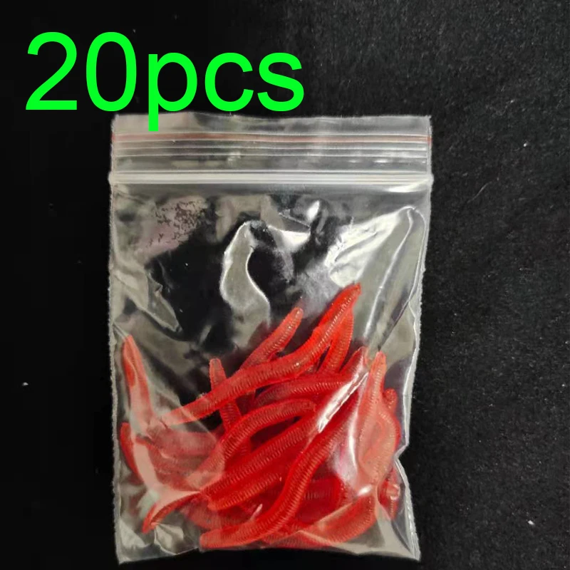 

3.5cm 50/100Pcs Lifelike Silicone Red Worm Soft Lures Earthworm Artificial Rubber Baits Shrimp Flavor Additive Bass Carp Tackle