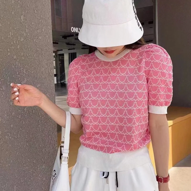 2021 Spring Summer O-neck Thin Knitted Sweater Women Print Tee Shirt Loose Casual Korean Chic Puff Sleeve Sweet T-shirts
2021 Spring Summer O-neck Thin Knitted Sweater Women Print Tee Shirt Loose Casual Korean Chic Puff Sleeve Sweet T-shirts