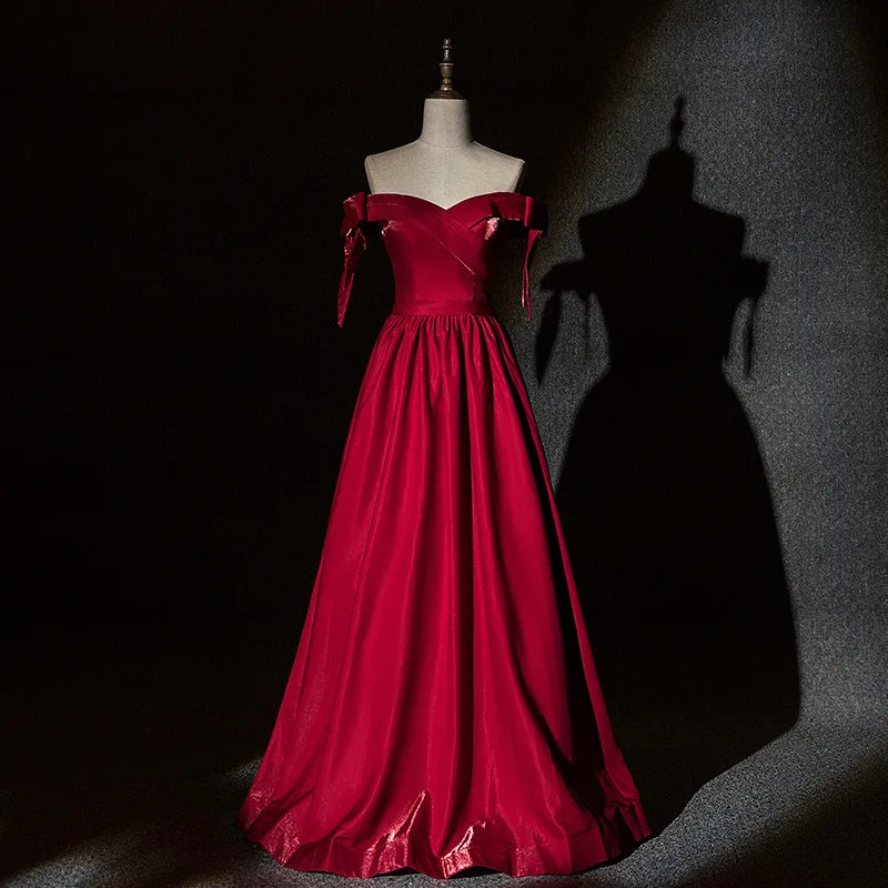 Burgundy Elegant Boat Neck Evening Dress Empire Off The Shoulder Simple Lace Up Floor-Length New Party Formal Gown Woman B538
Burgundy Elegant Boat Neck Evening Dress Empire Off The Shoulder Simple Lace Up Floor-Length New Party Formal Gown Woman B538