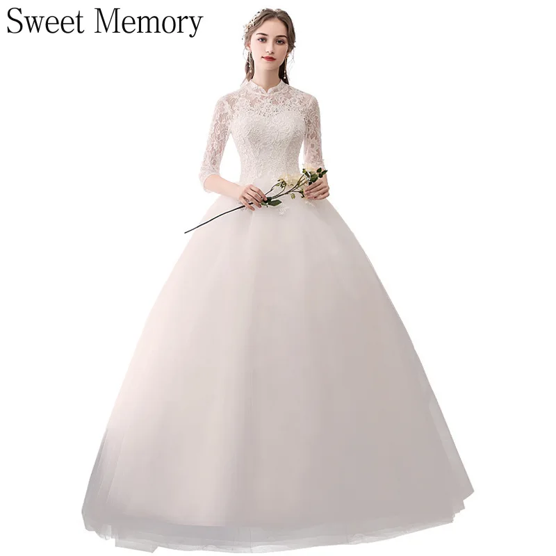 Sweet Memory Half Sleeve High Neck Vintage Dress 2021 Formal Gown Lace Appliques Wedding Dresses for women Bride Robe Mariage
Sweet Memory Half Sleeve High Neck Vintage Dress 2021 Formal Gown Lace Appliques Wedding Dresses for women Bride Robe Mariage