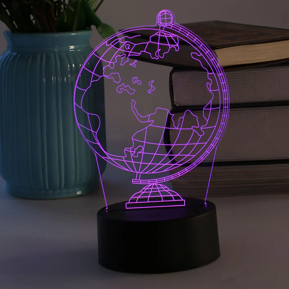 3D LED Night Light Table Desk Lamps Earth Pattern Clear Stock