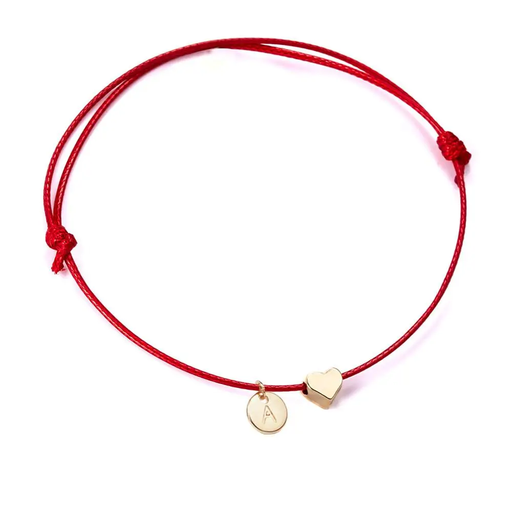Letter Coin Love Heart Bracelet for Women Men's Fashion Charm Braided Lucky red strings Bangle Jewelry Gift | Украшения и