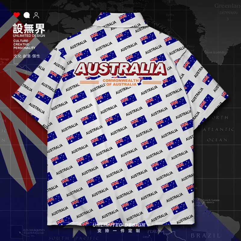 Австралийская австралийская рубашка AUS с коротким рукавом Повседневная модная