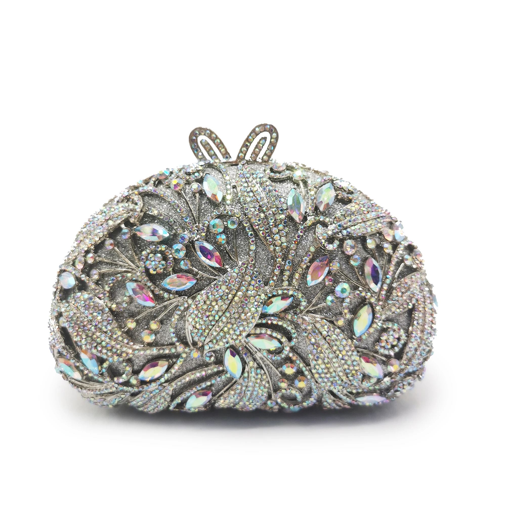 Женская вечерняя сумка-клатч из красного/розового золота с кристаллами 
Женская вечерняя сумка-клатч из красного/розового золота с кристаллами