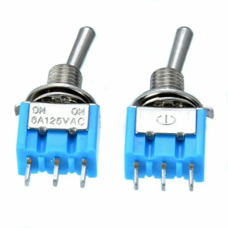 

10pcs Blue SPDT Latching On/On 2 Position Switch Miniature Toggle Switches AC 125V/3A For Switching Lights Motors