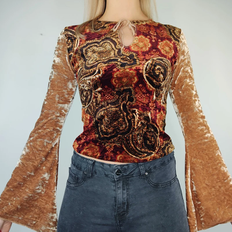 Осенний бархатный укороченный топ с цветочным принтом y2k, Винтажная футболка, пуловеры с длинным рукавом и круглым вырезом, облегающая футб...
Осенний бархатный укороченный топ с цветочным принтом y2k, Винтажная футболка, пуловеры с длинным рукавом и круглым вырезом, облегающая футб...