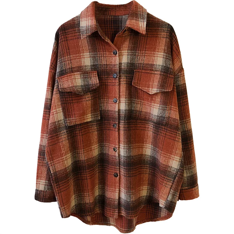 Yeeloca Thicken Plaid Shirt Brushed Mid-length Casual Full Sleeve Turn-down Collar Cardigan Spring Women Korean Loose Top
Yeeloca Thicken Plaid Shirt Brushed Mid-length Casual Full Sleeve Turn-down Collar Cardigan Spring Women Korean Loose Top