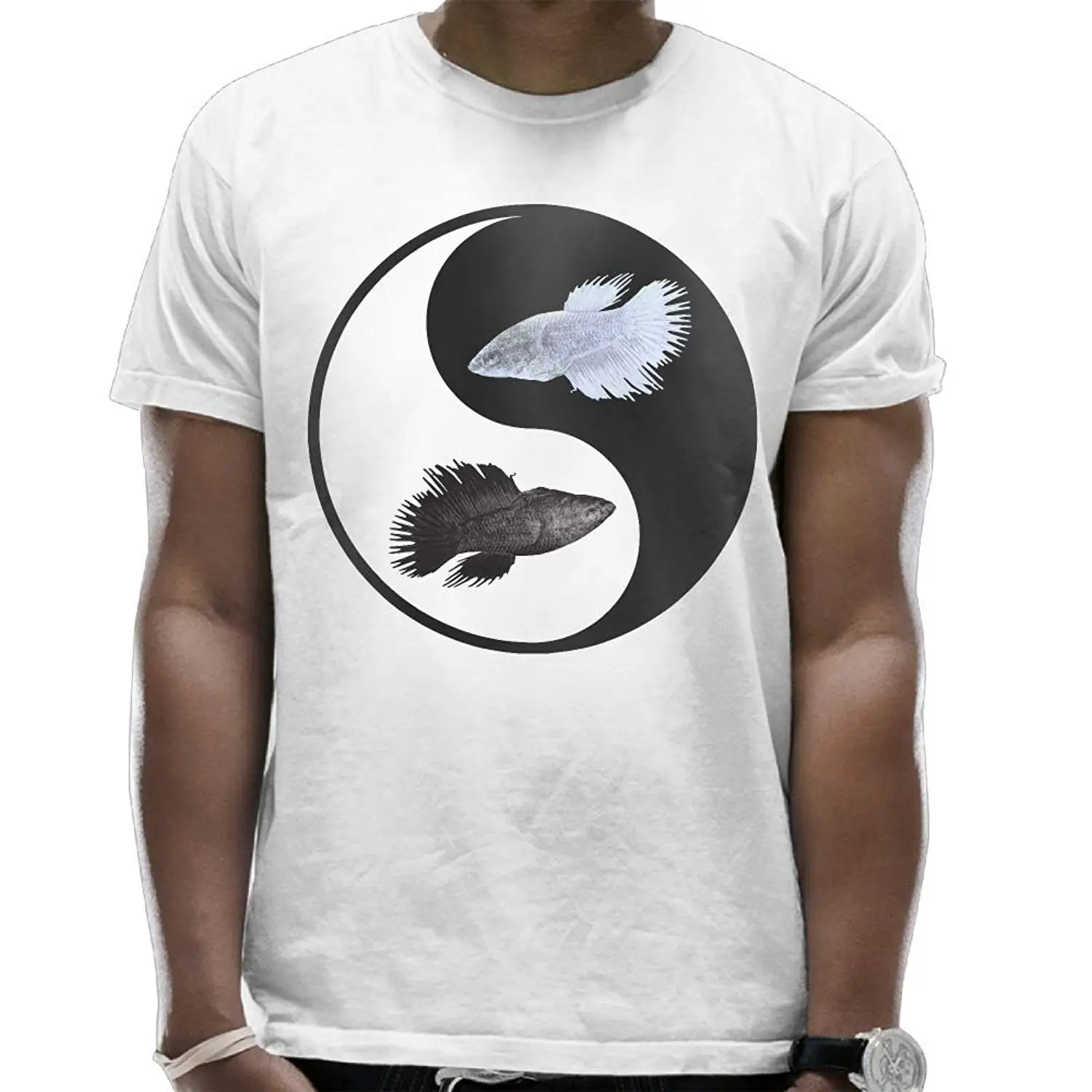 Летние мужские Инь Betta Fish мод с коротким рукавом Футболка 100% хлопок с коротким рукавом Футболка Обычная свободная одежда из хлопка 
Летние мужские Инь Betta Fish мод с коротким рукавом Футболка 100% хлопок с коротким рукавом Футболка Обычная свободная одежда из хлопка