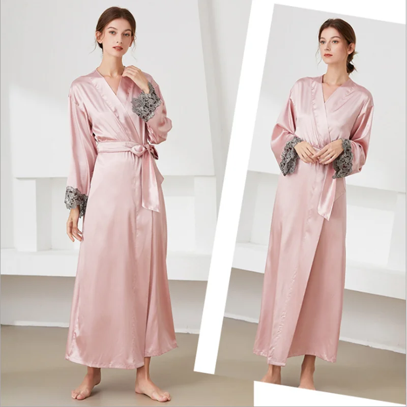Autumn and winter long ladies nightgowns Comfortable lace up imitation silk nightgown bathrobes cardigan long sleeved home wear
Autumn and winter long ladies nightgowns Comfortable lace up imitation silk nightgown bathrobes cardigan long sleeved home wear
