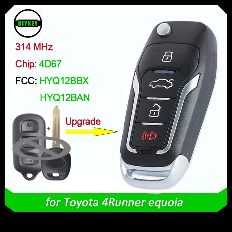 Ключ дистанционного управления для Toyota 4runner 314-09 Sequoia 2003-07 2004 МГц с чипом 4D67 HYQ12BBX/
