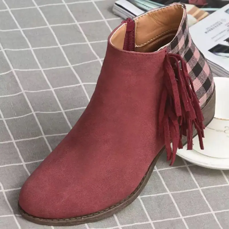2021 Female Spring and Autumn Hot Style Suede Fringed Plaid Thick Mid-heel Round Toe Side Zipper Trendy Fashion Shoes ZX190
2021 Female Spring and Autumn Hot Style Suede Fringed Plaid Thick Mid-heel Round Toe Side Zipper Trendy Fashion Shoes ZX190