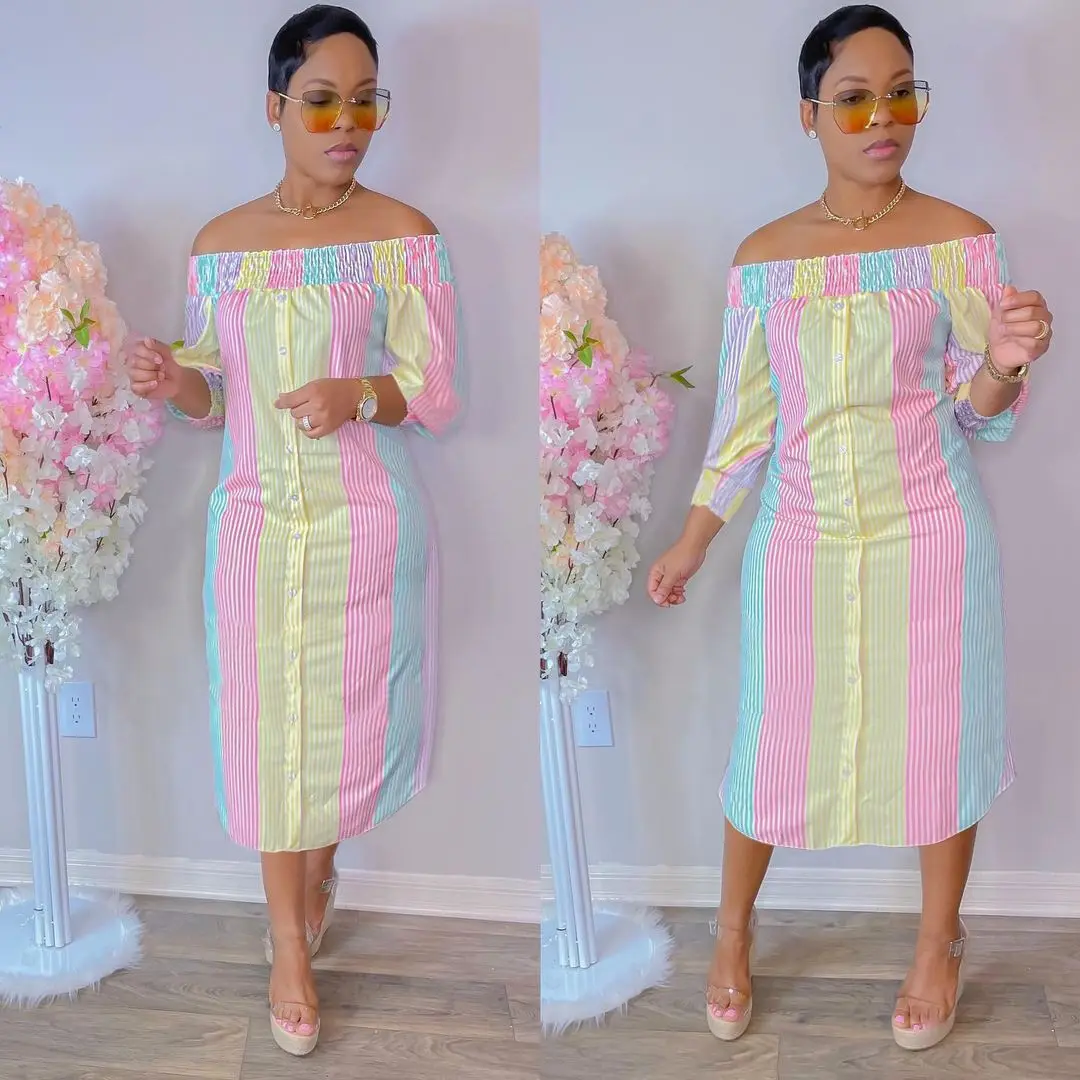 Casual Women Striped Cold Shoulder Bandage Dress Slash Neck Long Sleeve Irregular Dresses Birthday Party Shirt Vestido
Casual Women Striped Cold Shoulder Bandage Dress Slash Neck Long Sleeve Irregular Dresses Birthday Party Shirt Vestido