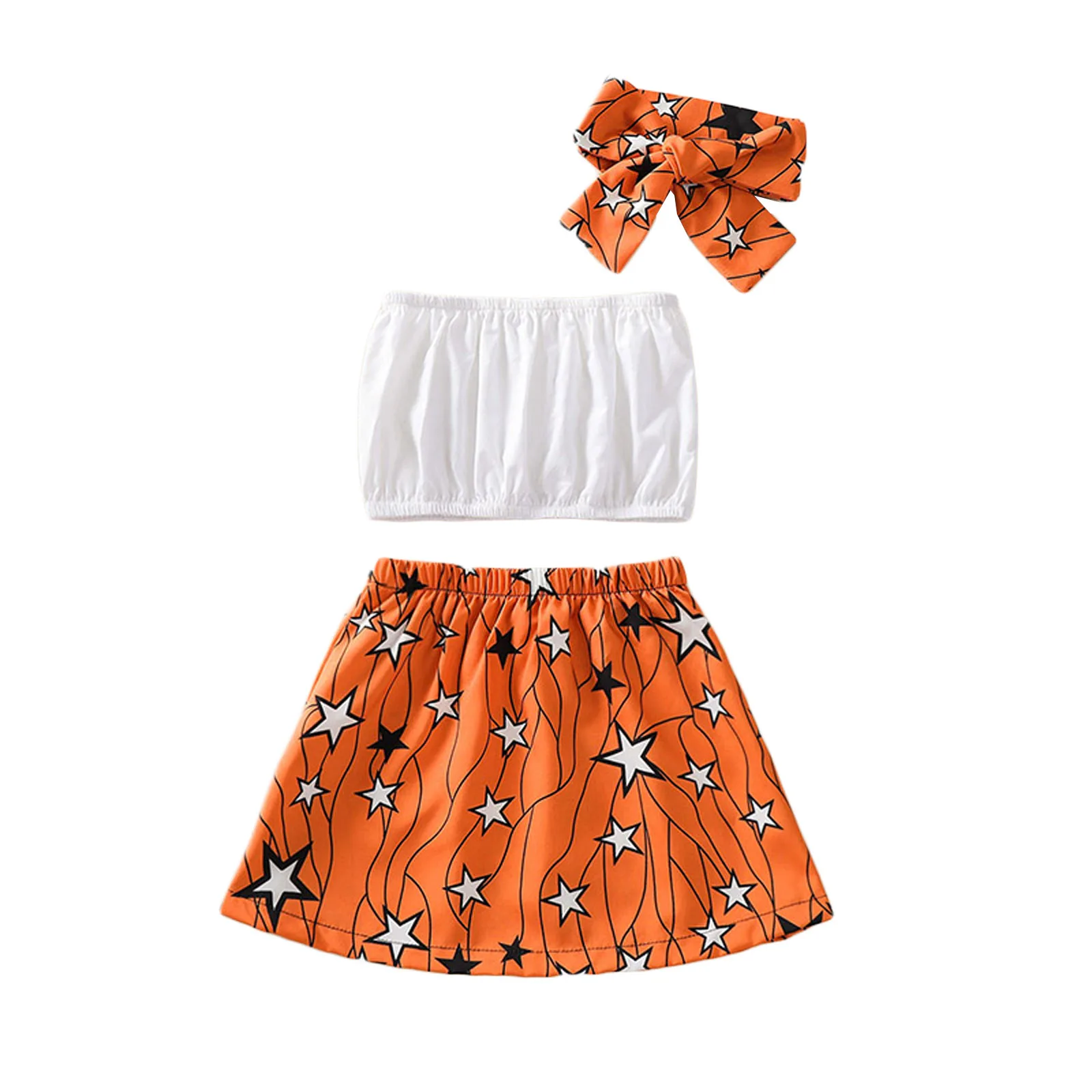 Baby Girls Clothes Set, Solid Color Sleeveless Cropped Tops + Star Print Skirt + Bow-knot Headband
Baby Girls Clothes Set, Solid Color Sleeveless Cropped Tops + Star Print Skirt + Bow-knot Headband