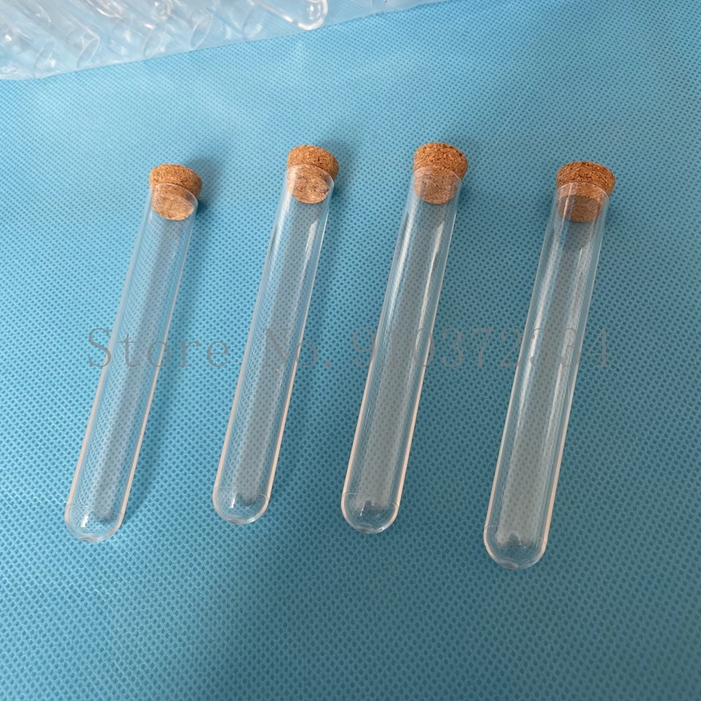 100pcs 15x100mm Lab Transparent Plastic Round Bottom Test Tubes With Cork Plug Wedding Gift Vial Bath Salt Bottle
100pcs 15x100mm Lab Transparent Plastic Round Bottom Test Tubes With Cork Plug Wedding Gift Vial Bath Salt Bottle