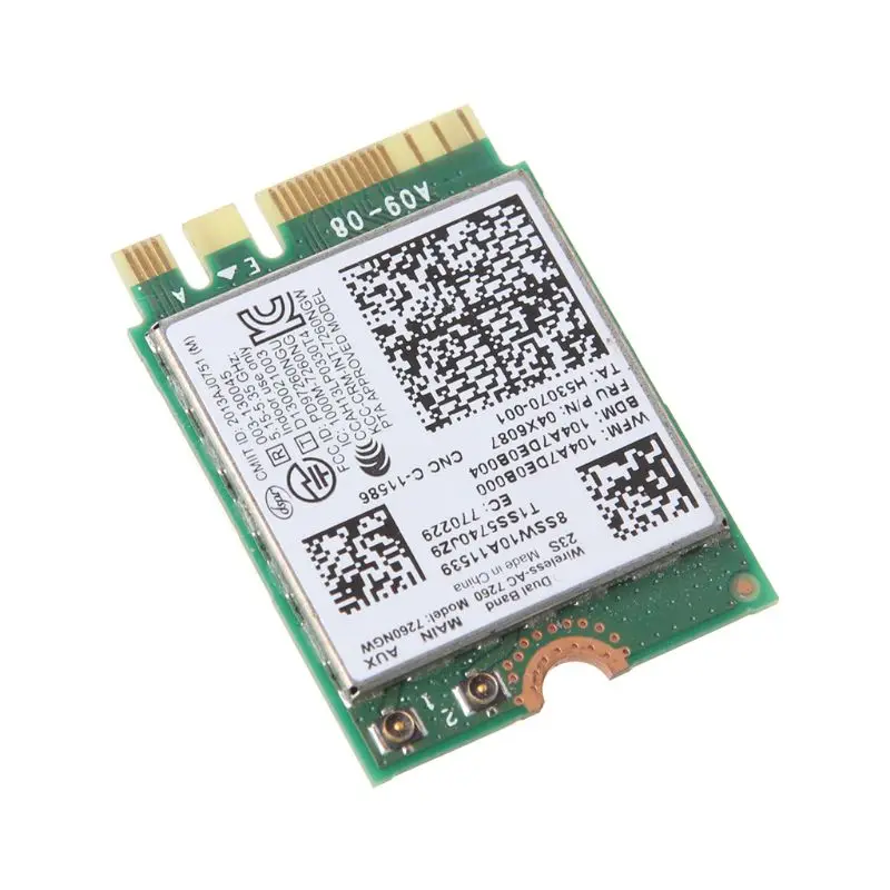 Для четырехъядерным процессором In-tel 7260NGW 7260AC 2 4/5G BT4.0 FRU 04X6007 04W3806 Wi-Fi беспроводной