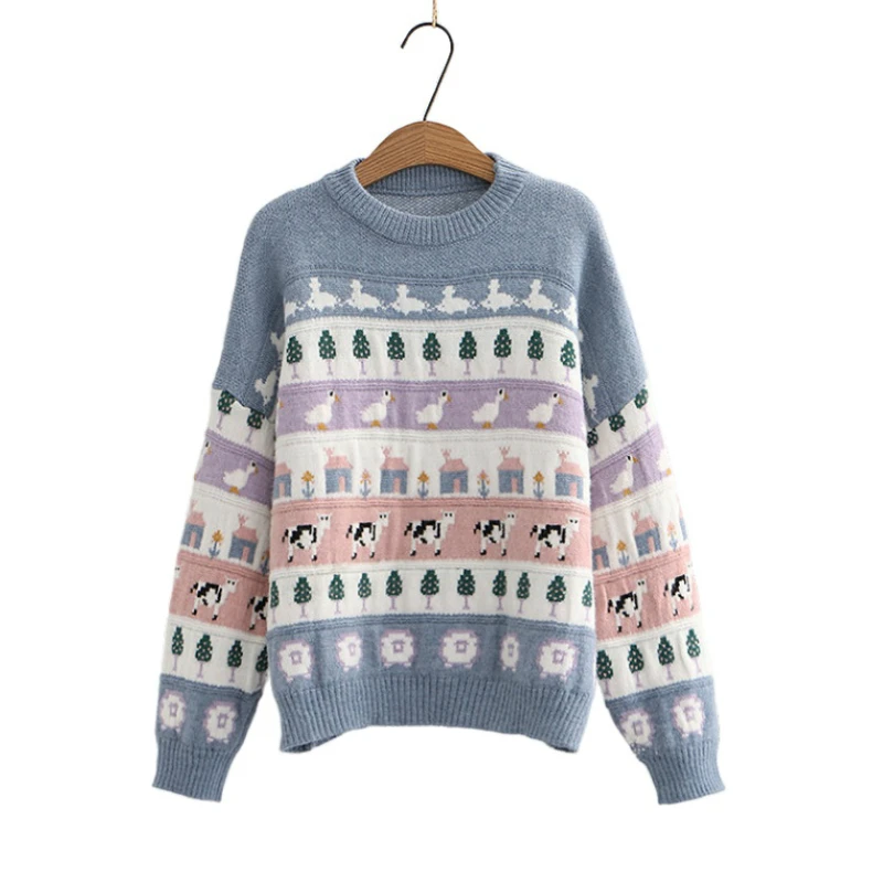 Cute Cartoo Animal Mbroidery 2020 Women's Sweater Loose Harajuku Clothing For Long Sleeve Sweet Style Knitted Pulloer
Cute Cartoo Animal Mbroidery 2020 Women's Sweater Loose Harajuku Clothing For Long Sleeve Sweet Style Knitted Pulloer