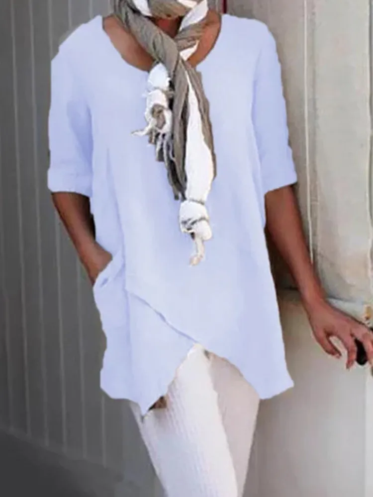2021Plus Size Six Colors Loose Solid Color Low Collar Tops Summer Pure Cotton Round Neck Irregular Short Sleeve Women T-shirt
2021Plus Size Six Colors Loose Solid Color Low Collar Tops Summer Pure Cotton Round Neck Irregular Short Sleeve Women T-shirt