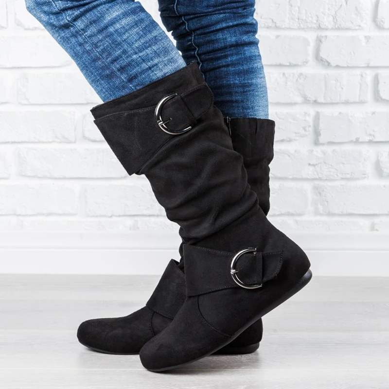 Women's Boots Flat Shoes Round Head And Calf Suede Buckle Zipper Fashion Buckle Shoes Casual Shoes 2019 New Fashion Style
Women's Boots Flat Shoes Round Head And Calf Suede Buckle Zipper Fashion Buckle Shoes Casual Shoes 2019 New Fashion Style