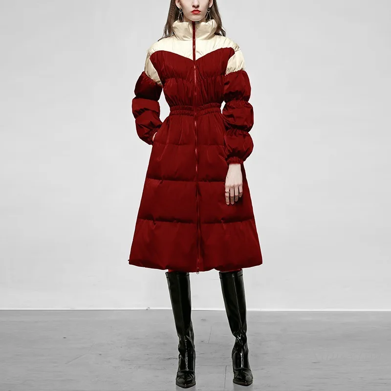 Down Winter Coat for Women New Fashion Color Contrast Waist-Tight Pleating Slimming Long White Duck Windbreaker Streetwear
Down Winter Coat for Women New Fashion Color Contrast Waist-Tight Pleating Slimming Long White Duck Windbreaker Streetwear