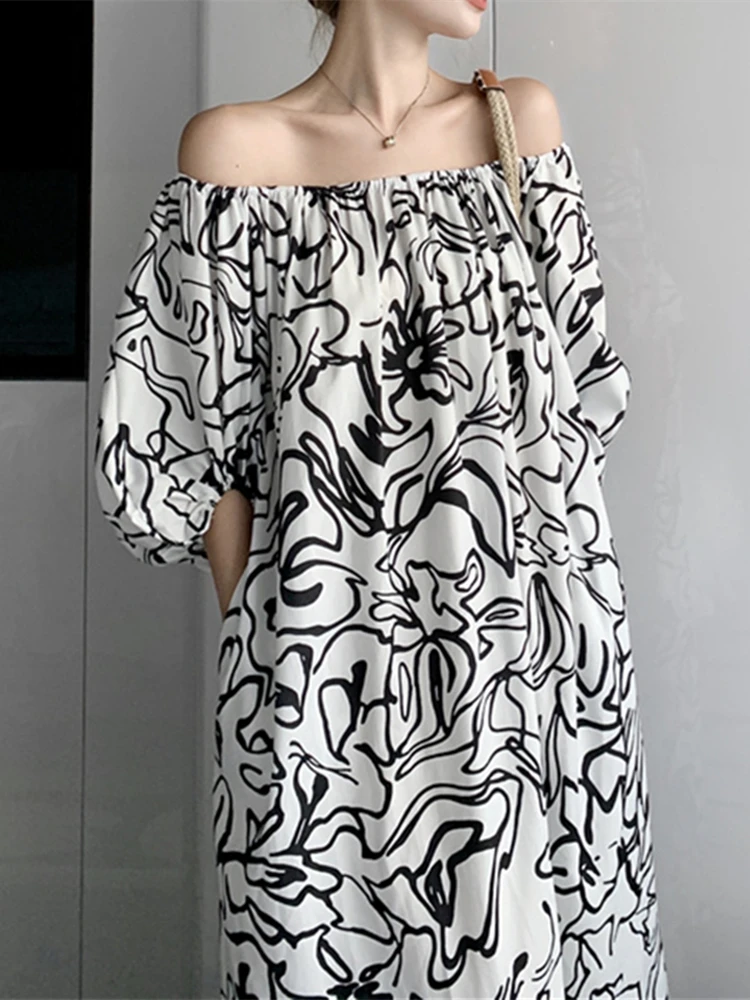 Fashion Women Summer Dress Off Shoulder Female Puff Sleeve Loose Print Dress Ladies Chic Viintage Vestdios
Fashion Women Summer Dress Off Shoulder Female Puff Sleeve Loose Print Dress Ladies Chic Viintage Vestdios