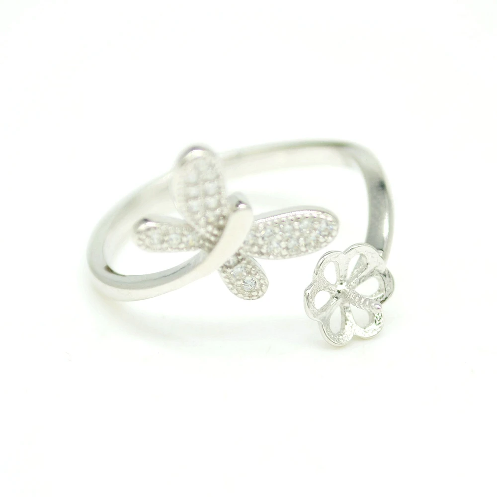 S925 Sterling Silver DIY accessories ring mountings female style micro inlaid butterfly pearl opening ring fittings wholesale 
S925 Sterling Silver DIY accessories ring mountings female style micro inlaid butterfly pearl opening ring fittings wholesale