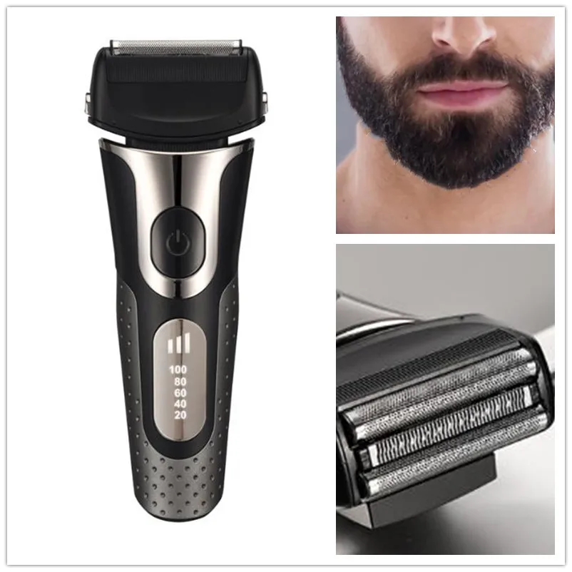 

Моющаяся электрическая 3D бритва, бритва, мужская машина для бритья для бороды, мужской триммер для волос на лице, усы, головка для бритья, маш...
