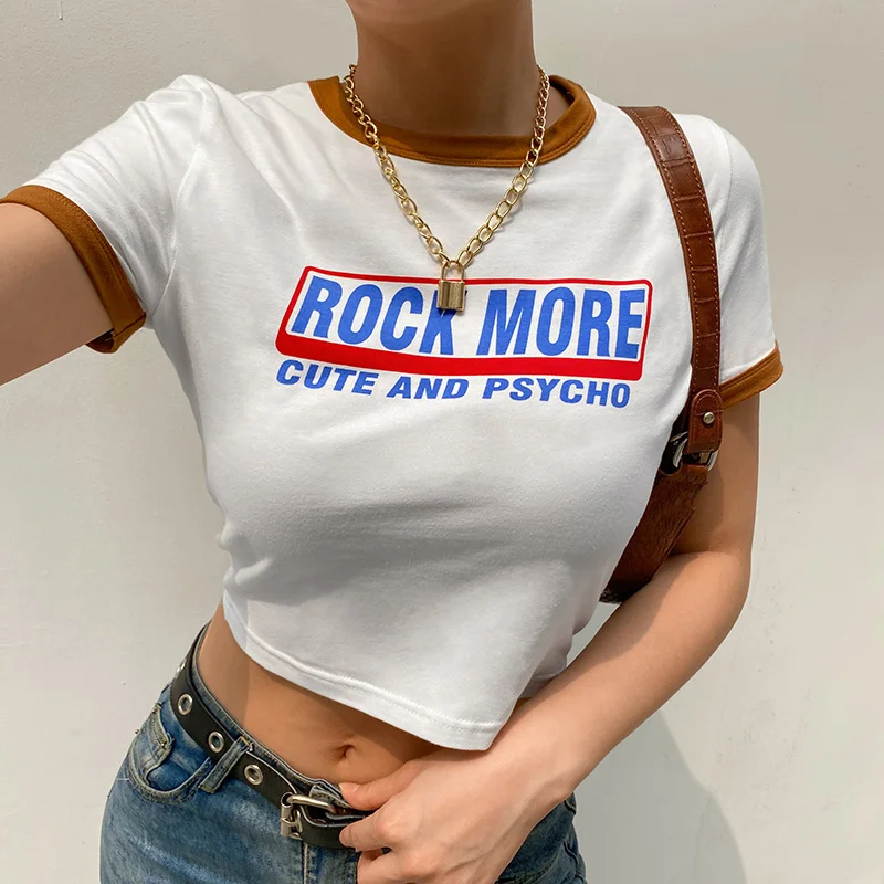 ZOVSV Letter Print Patchwork White T Shirt Women Casual Short Sleeve Basic Crop Top Tees Summer Ladies Cute Cotton Tshirt
ZOVSV Letter Print Patchwork White T Shirt Women Casual Short Sleeve Basic Crop Top Tees Summer Ladies Cute Cotton Tshirt