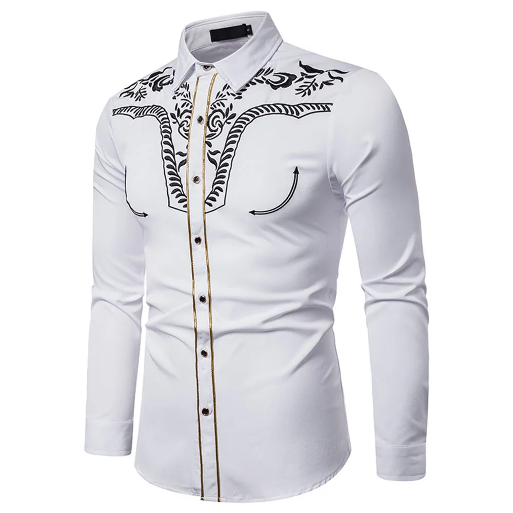 2021 Men's Fashion Embroidered Trend Fashion Shirt Western Style Summer New Solid Color Lapel Long Sleeve Single-breasted
2021 Men's Fashion Embroidered Trend Fashion Shirt Western Style Summer New Solid Color Lapel Long Sleeve Single-breasted