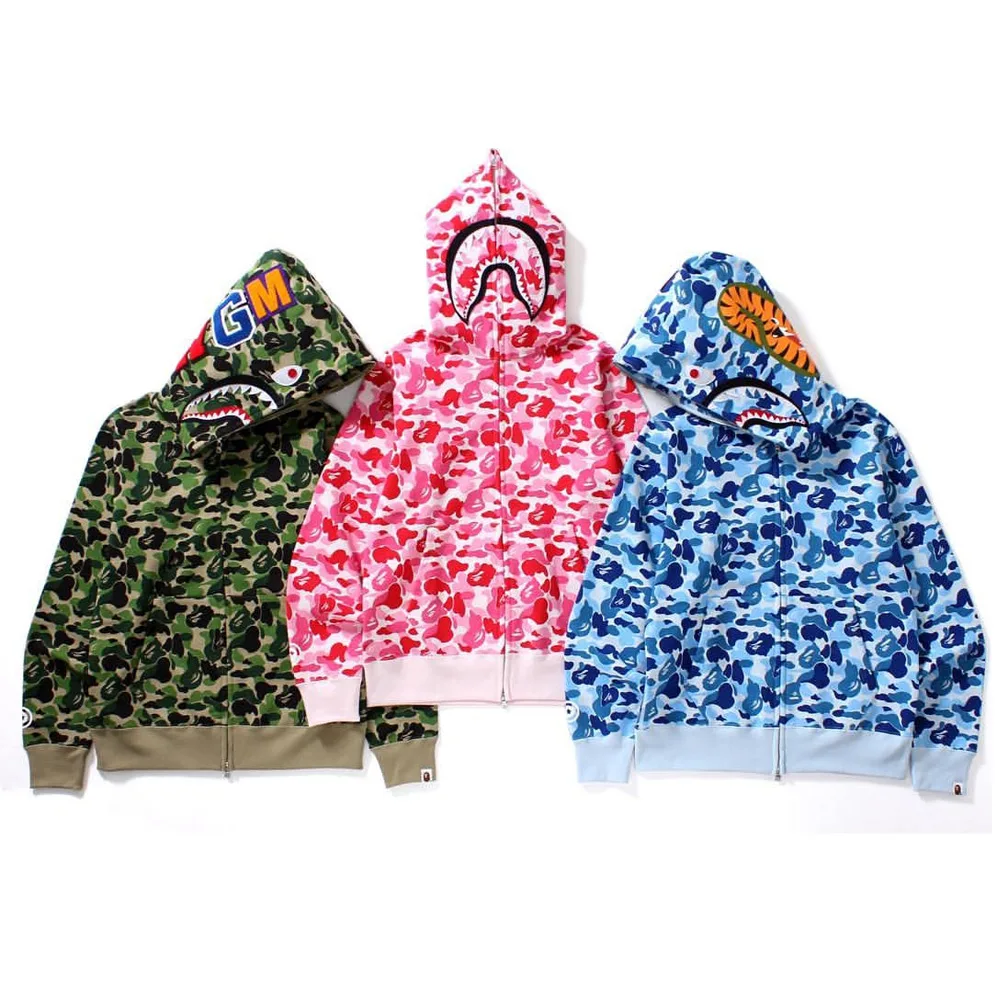 Модная осенне-зимняя мужская камуфляжная Толстовка Bape Shark из полиэстера