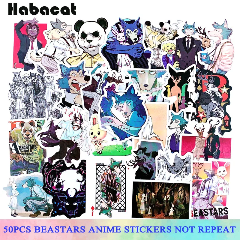 50 шт./упак. BEASTARS мультфильм милые наклейки игрушка для малыша мотоцикла скейтборд
