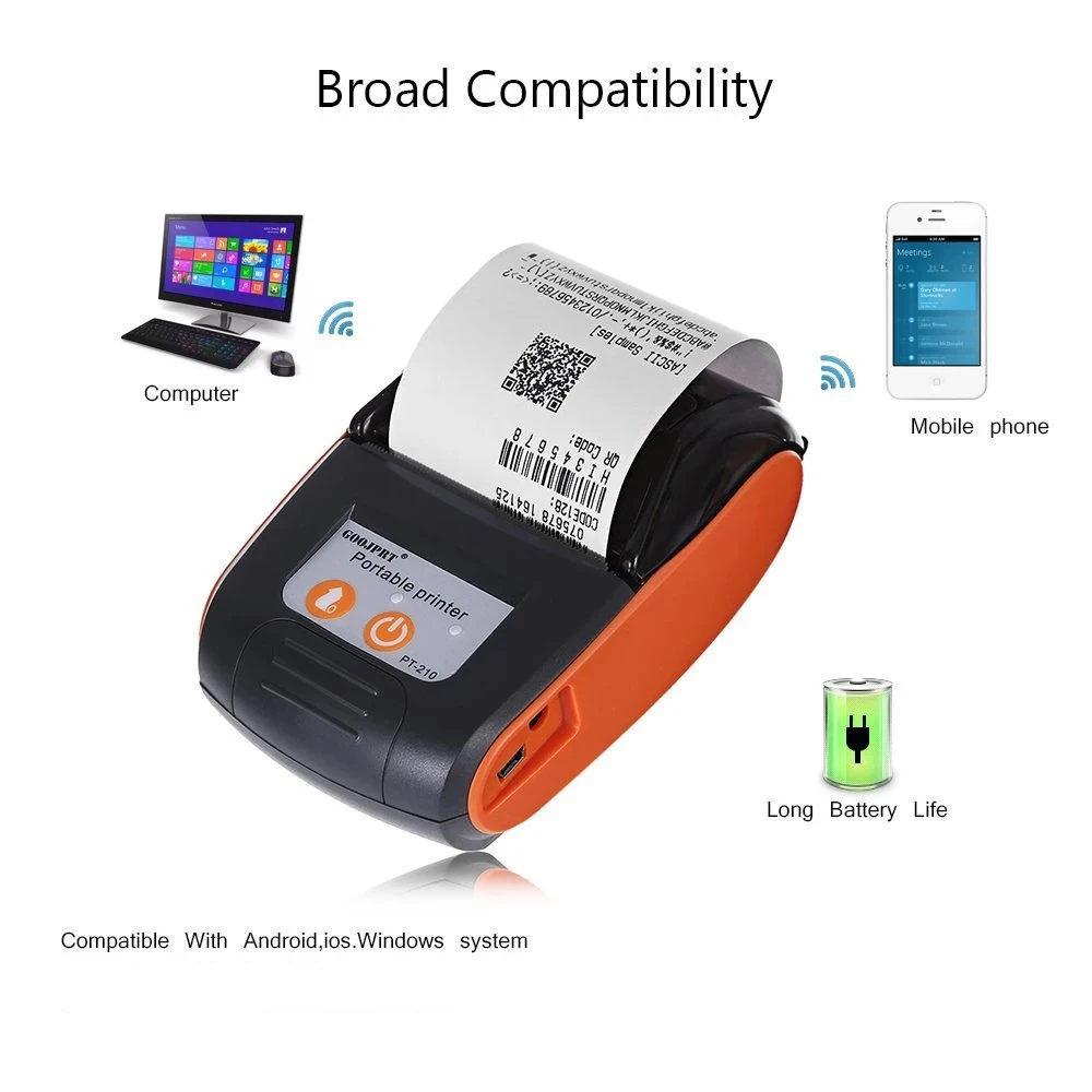 58mm Mobile Printer Wireless Bluetooth Portable Handheld Thermal Receipt Printer Pocket Bill Printer for Retail Stores Restaura
58mm Mobile Printer Wireless Bluetooth Portable Handheld Thermal Receipt Printer Pocket Bill Printer for Retail Stores Restaura