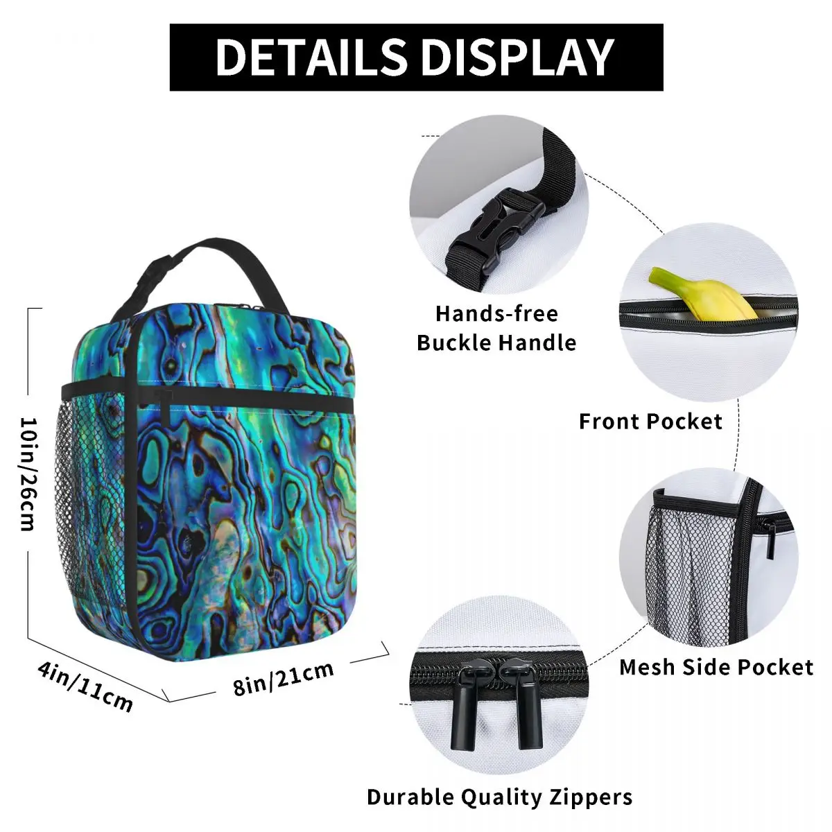 Abalone Shell Lunch Bag for Women Men Large Insulated Lunch Box with Water Bottle Holder and Pockets
Abalone Shell Lunch Bag for Women Men Large Insulated Lunch Box with Water Bottle Holder and Pockets