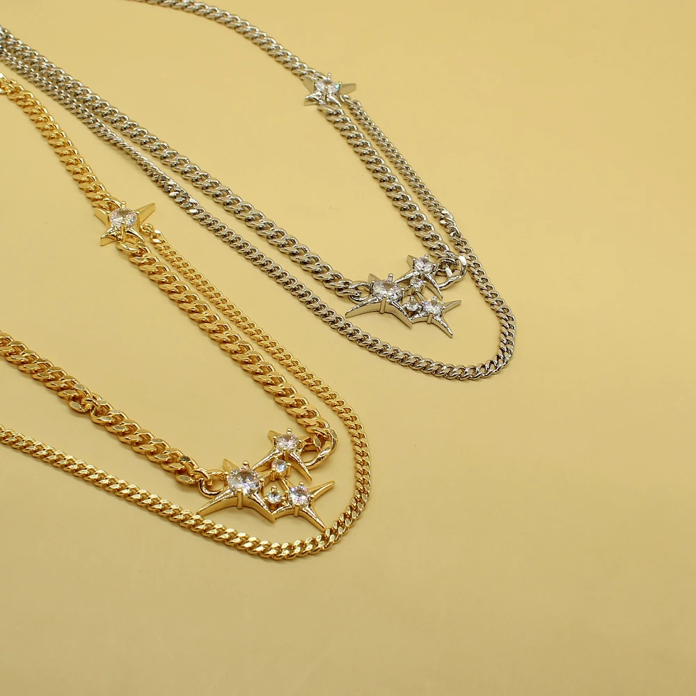 Trendy Double Layers Thick Chain Cross Star Rhinestone Necklace Sweater Chain For Unisex Punk Style Choker Fashion Jewelry Gift
Trendy Double Layers Thick Chain Cross Star Rhinestone Necklace Sweater Chain For Unisex Punk Style Choker Fashion Jewelry Gift