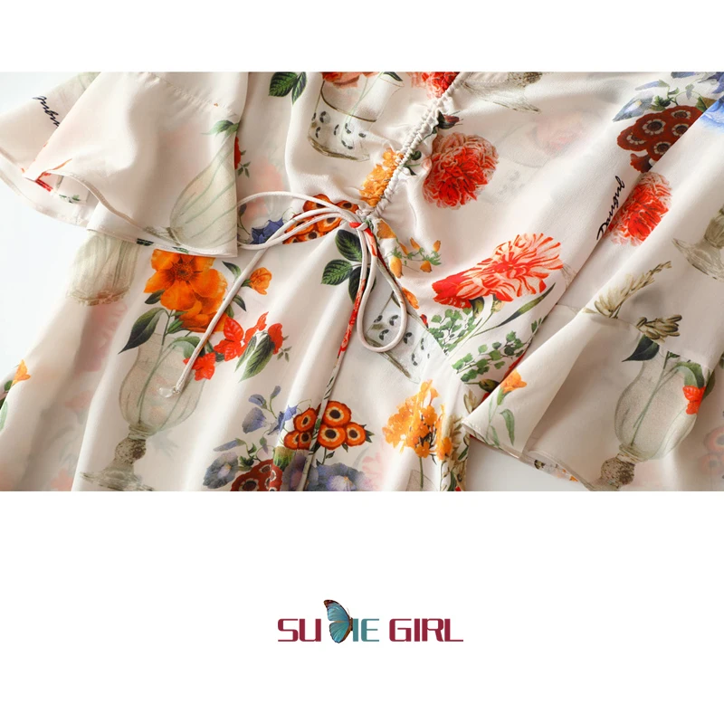 SUDIE Girl French-style elegant and elegant pleated silk dress, five-point lotus leaf sleeve V-neck mulberry silk dress
SUDIE Girl French-style elegant and elegant pleated silk dress, five-point lotus leaf sleeve V-neck mulberry silk dress