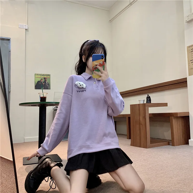 New Winter Korean Women Sweatshirt Student Top POLO Collar Cartoon Pullover Female Plus Velvet Thick Sweatshirt Mujer
New Winter Korean Women Sweatshirt Student Top POLO Collar Cartoon Pullover Female Plus Velvet Thick Sweatshirt Mujer