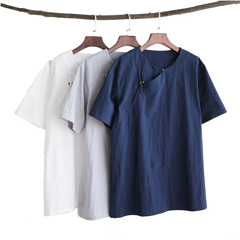 Kung Fu Costume Chinese Style Cotton and Linen Short-Sleeved Solid Color and Frog T-shirt Micro Thin Top Loose Bruce Lee
Kung Fu Costume Chinese Style Cotton and Linen Short-Sleeved Solid Color and Frog T-shirt Micro Thin Top Loose Bruce Lee