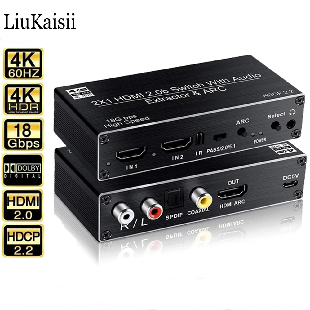 Переключатель 4K 60 Гц, HDMI2.0, 2 входа, 1 выход, переключатель R/L SPDIF, Аудиомагнитола и дуга HDCP2.2 для PS4, Xbox с ИК-управлением
Переключатель 4K 60 Гц, HDMI2.0, 2 входа, 1 выход, переключатель R/L SPDIF, Аудиомагнитола и дуга HDCP2.2 для PS4, Xbox с ИК-управлением